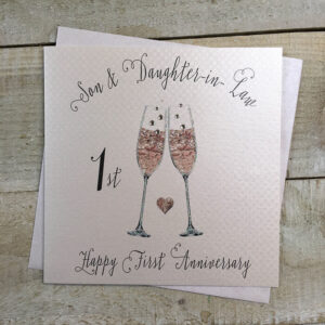 White Cotton Son & Daughter In Law 1st Anniversary Card - XSS259-1