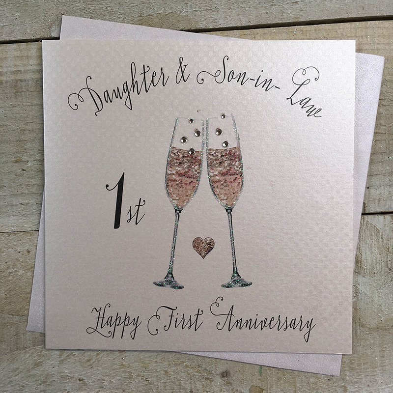 White Cotton Daughter & Son In Law 1st Anniversary Card - XSS260-1