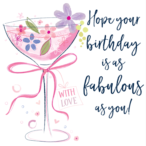 Katie Phythian Cocktail Glass Birthday Card - PB238
