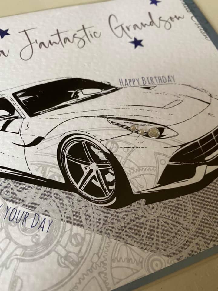White Cotton Grandson Birthday Card - S185-GS - Image 2