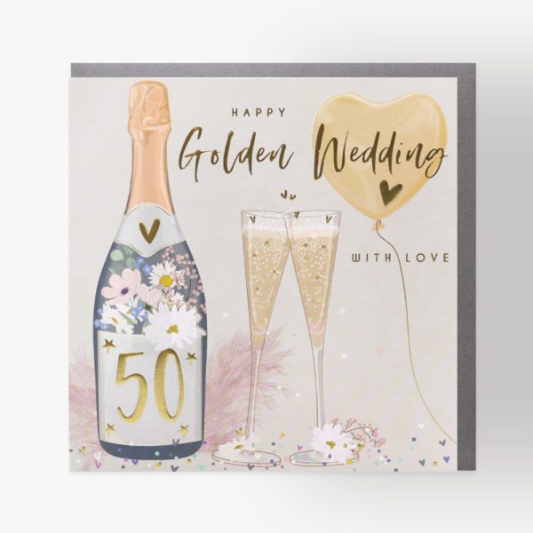 Belly Button Designs Golden Wedding Anniversary Card ELE358