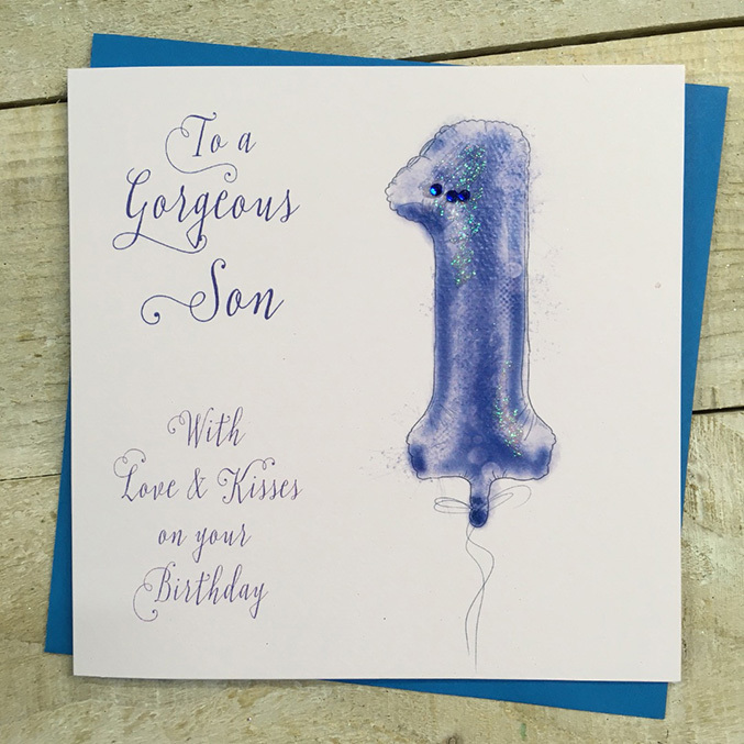White Cotton Son 1st Birthday Card - XHB1-S