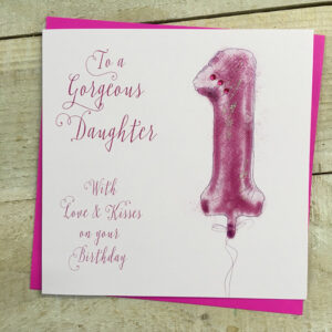 White Cotton Daughter 1st Birthday Card - XHP1-d