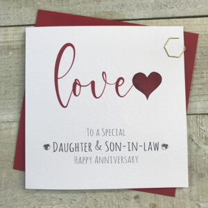 White Cotton Daughter & Son In Law Anniversary Card - S159