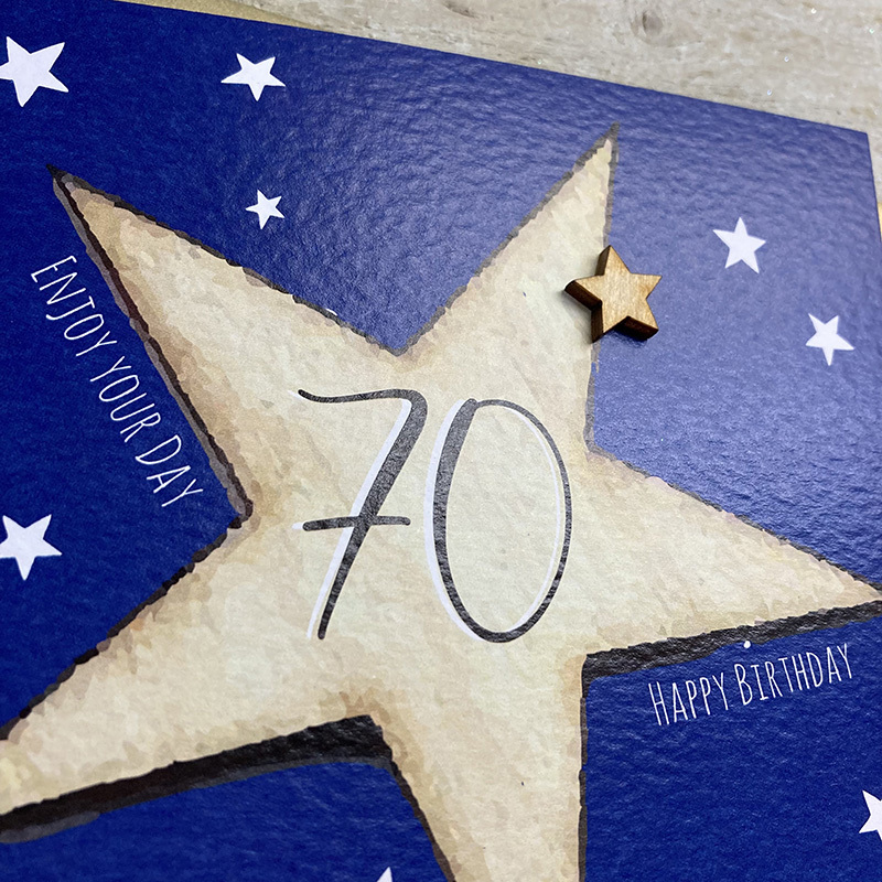 White Cotton 70th Birthday Card - BS70 - Image 2