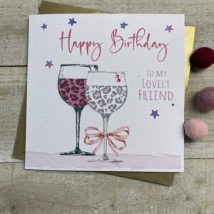 White Cotton Lovely Friend Birthday Card - S265