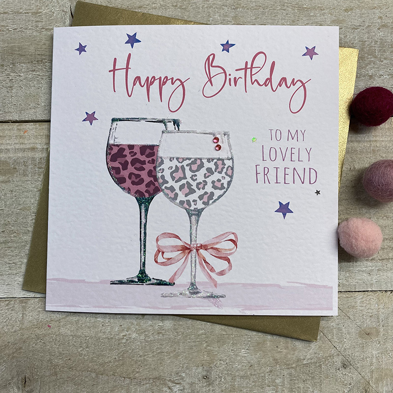 White Cotton Lovely Friend Birthday Card - S265