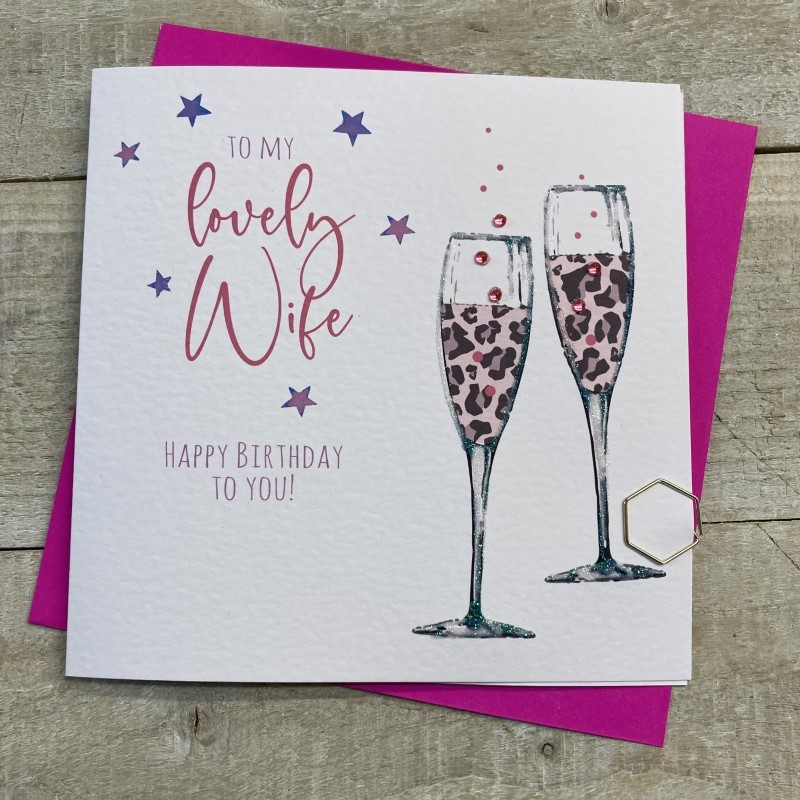 White Cotton Wife Birthday Card - S274