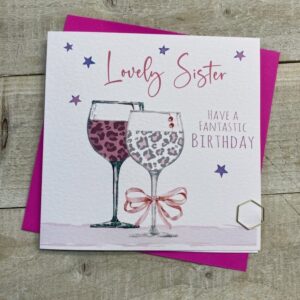 White Cotton Sister Birthday Card - S275