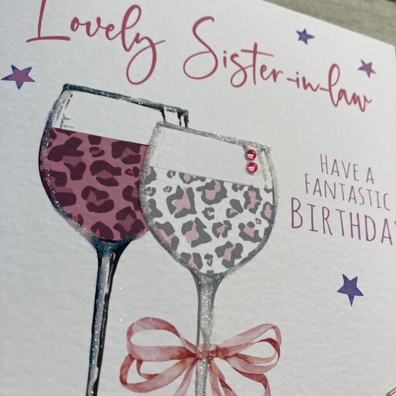 Handgefertigte Geburtstagskarte „Lovely Sister“ Von White Cotton Cards – 16x16 Cm Mit Strass & Glitzer