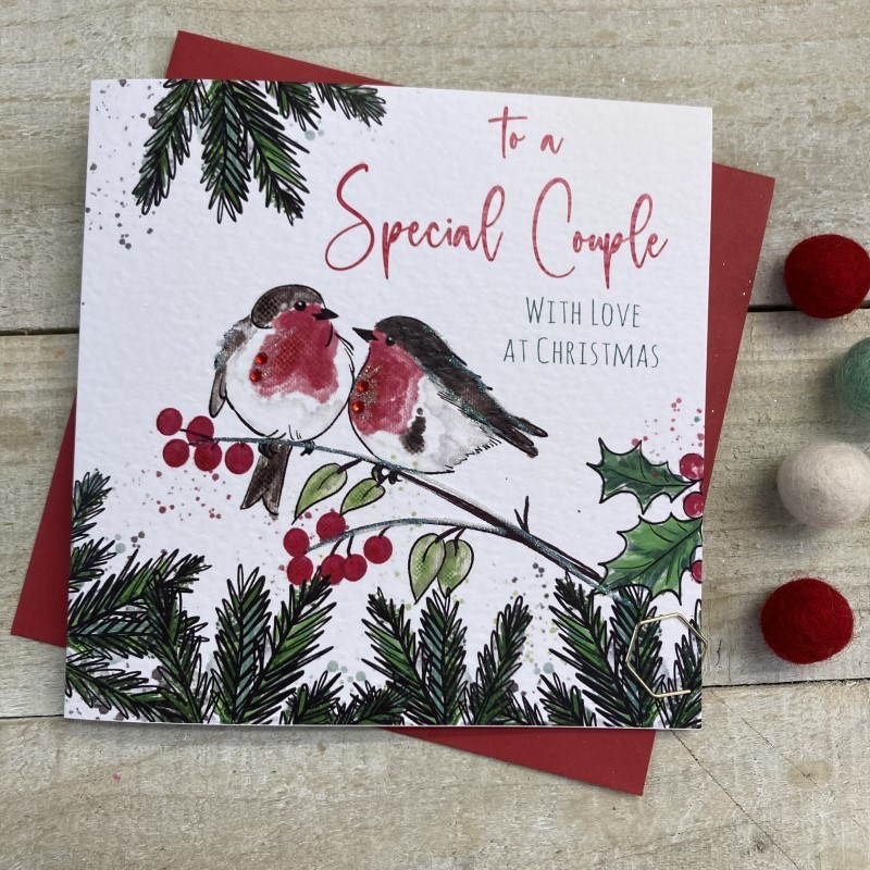 White Cotton Special Couple Christmas Card - C22-17
