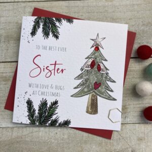 White Cotton Sister Christmas Card - C22-44