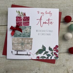 White Cotton Auntie Christmas Card - C22-47