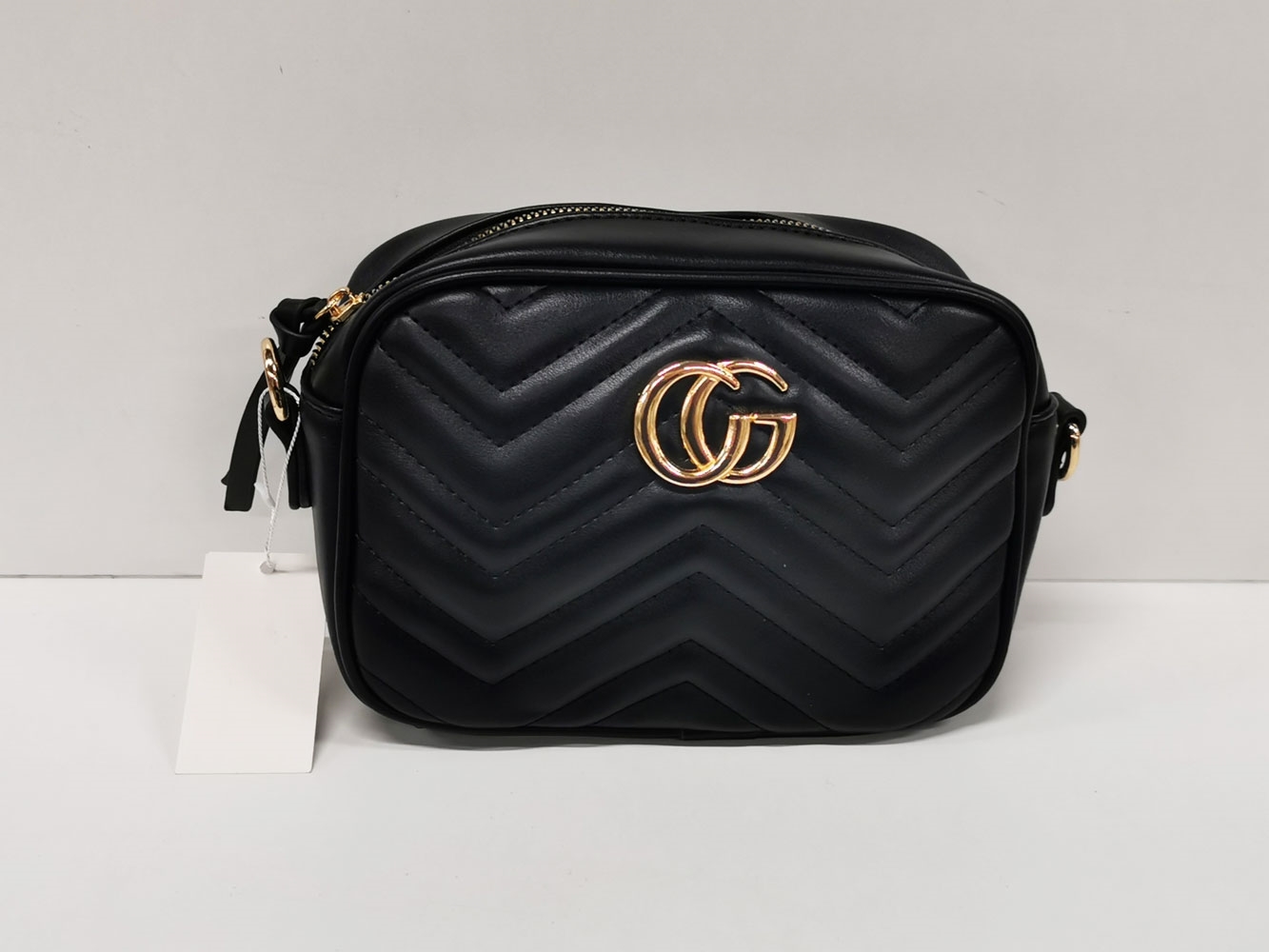 Marmont Style (Designer Inspired) Medium Bag (faux leather strap) 2283 - Black