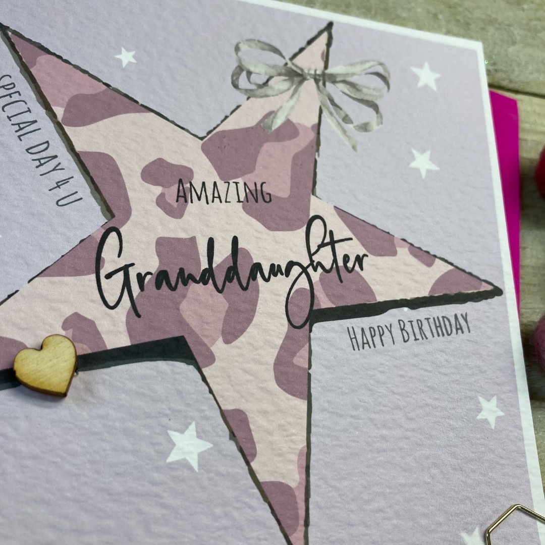 White Cotton Granddaughter Birthday Card - S250GD - Image 2