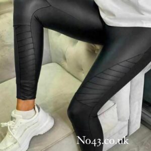 Biker Style Faux Leather Leggings - Black