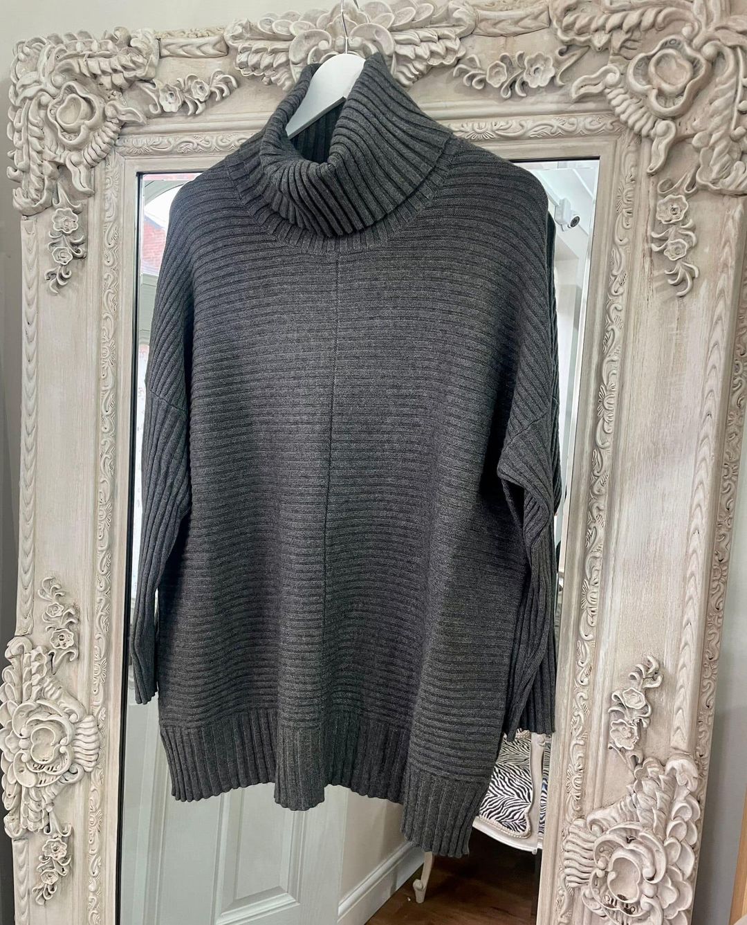Margot Oversized Cowl Neck Jumper - Charcoal
