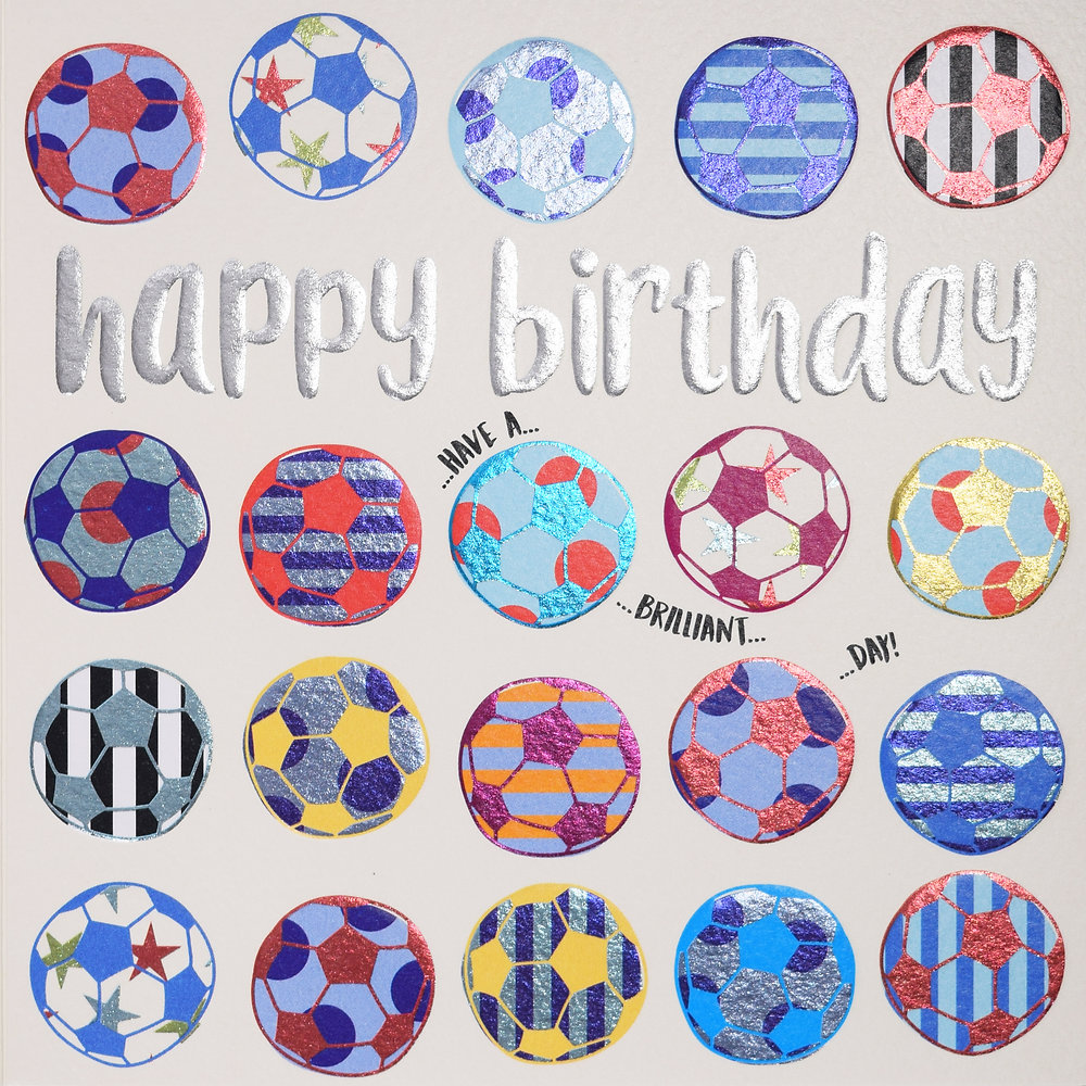 Wendy Jones-Blackett Footballs Birthday Card - Q1376