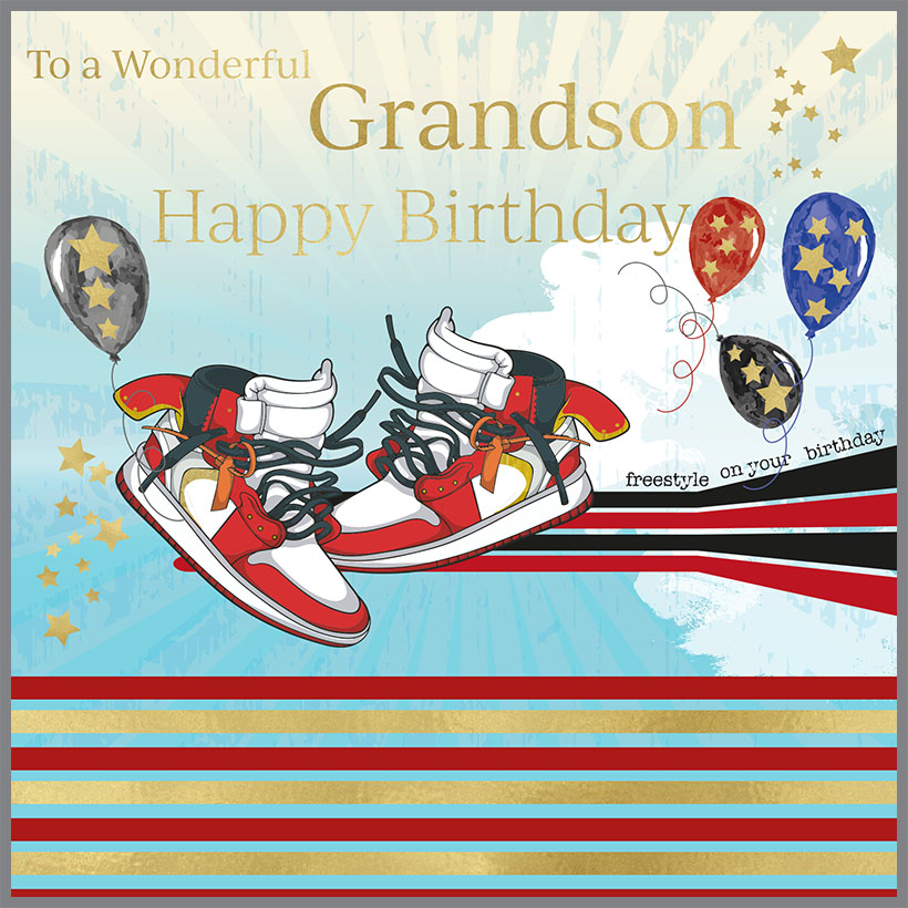 Rush Design Grandson Trainers Birthday Card - D62