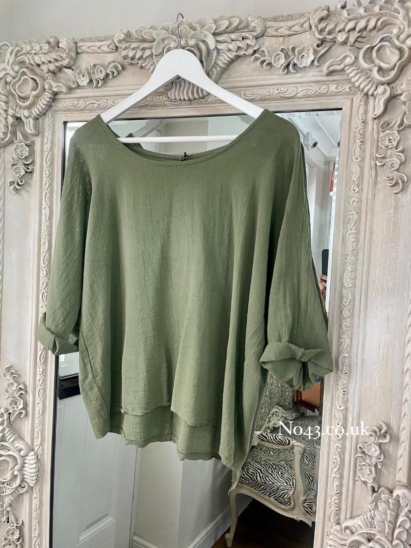 Lexi Linen Top - Khaki