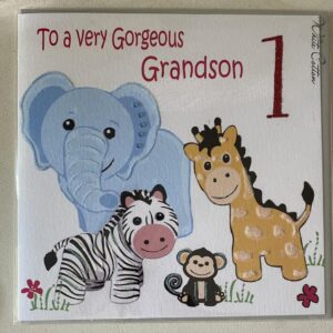 White Cotton Grandson 1st Birthday Card - XGL223-GS