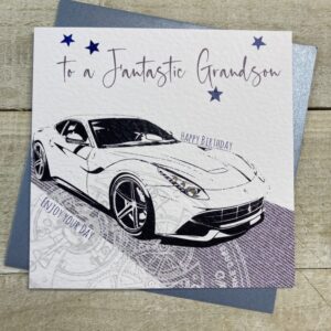 White Cotton Grandson Birthday Card - XS185-GS