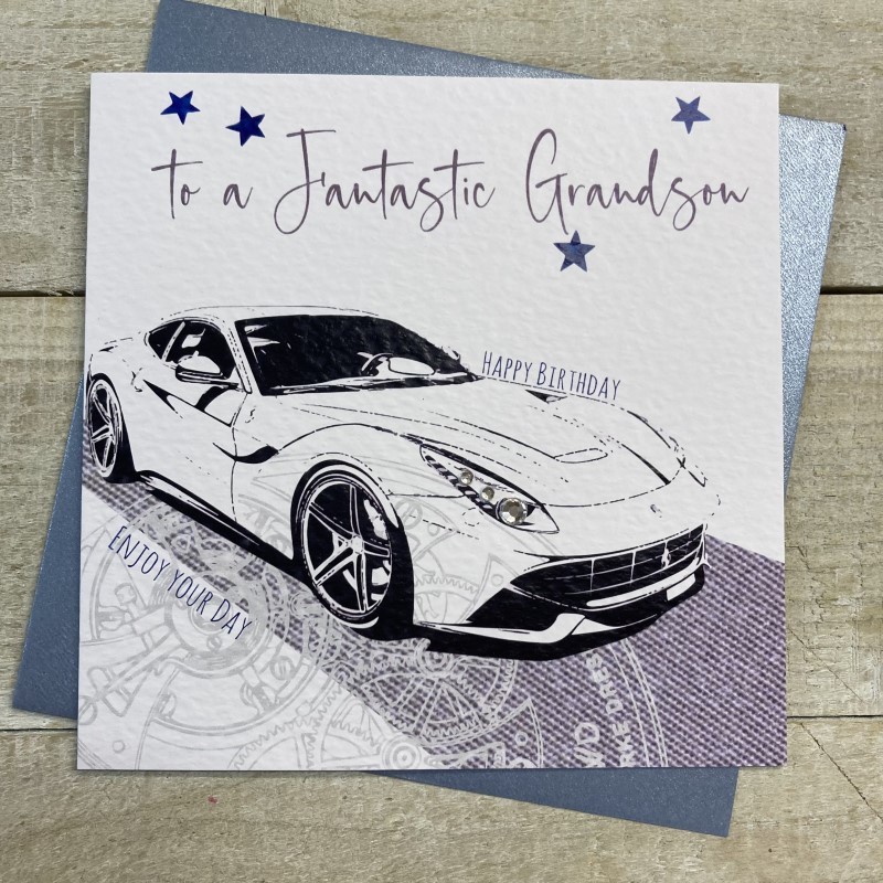White Cotton Grandson Birthday Card - XS185-GS