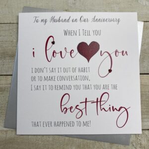 White Cotton Husband Anniversary Card - XSV12-H