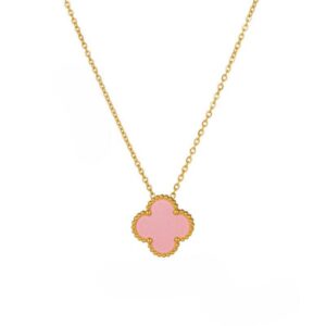 Rosie & Daisy Alhambra Gold Plated Clover Pendant - Pink