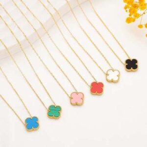 Rosie & Daisy Alhambra Gold Plated Clover Pendant - Red