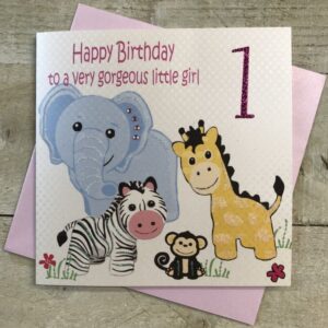 White Cotton 1st Birthday Card - GL220