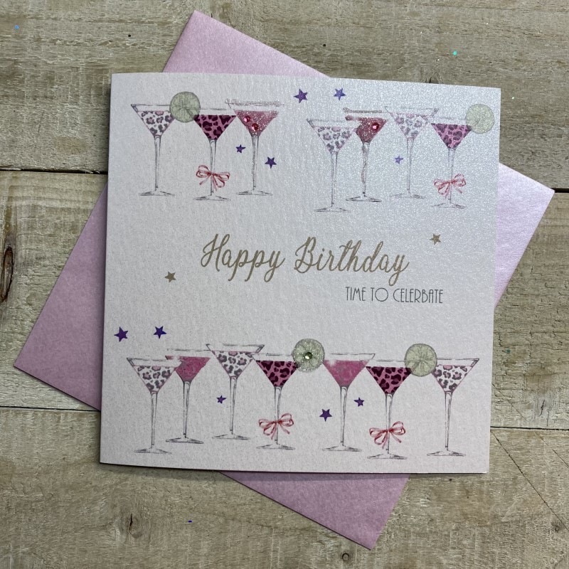 White Cotton Cocktails Birthday Card - D304
