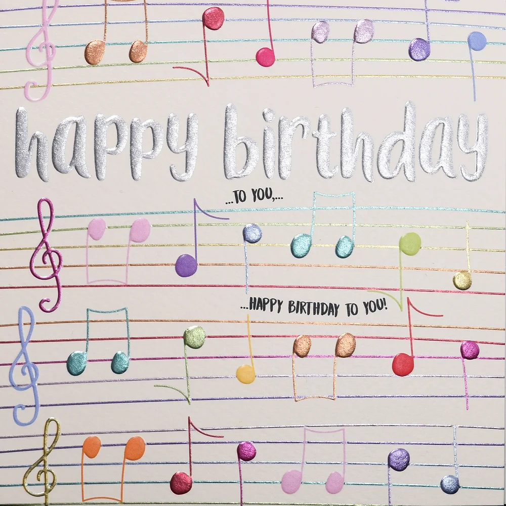 Wendy Jones-Blackett Music Notes Birthday Card -Q1458