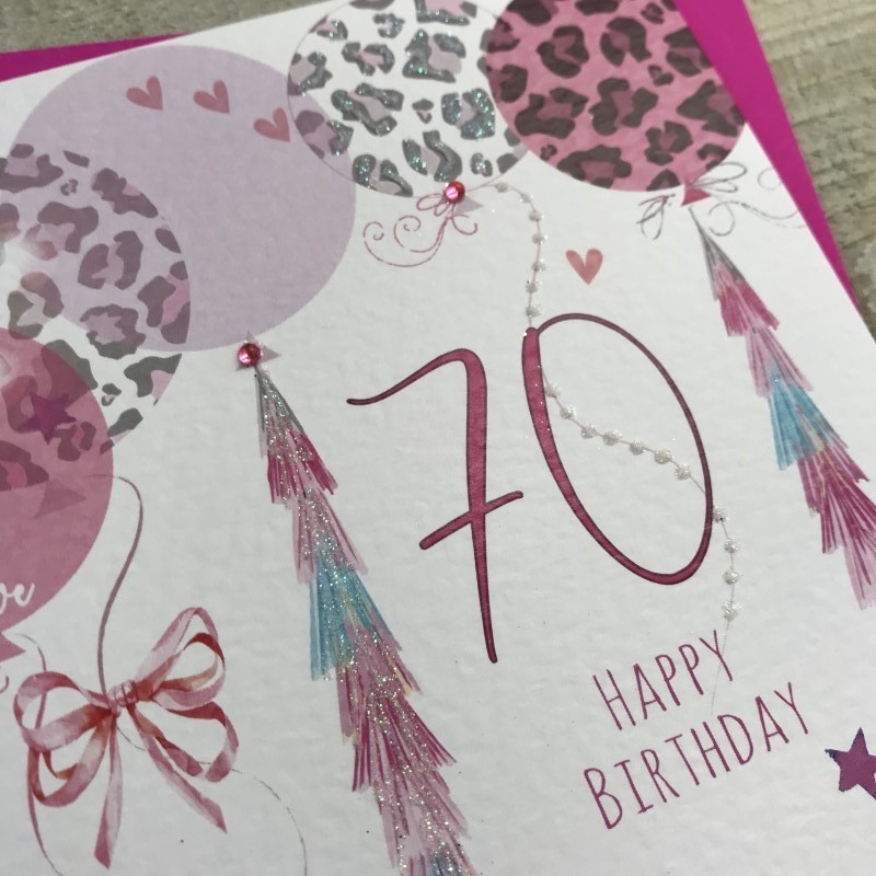 White Cotton 70th Birthday Card - SL70 - Image 2
