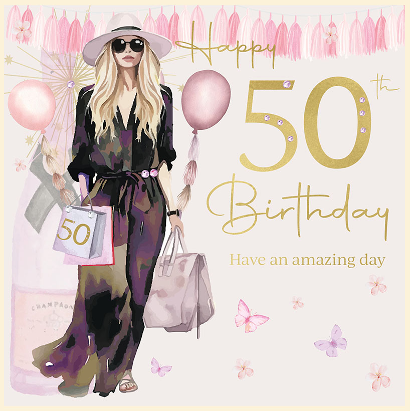 Rush Design 50th Birthday Card - FL31