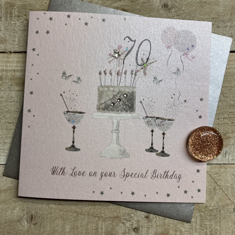 White Cotton 70th Birthday Card - DPA70