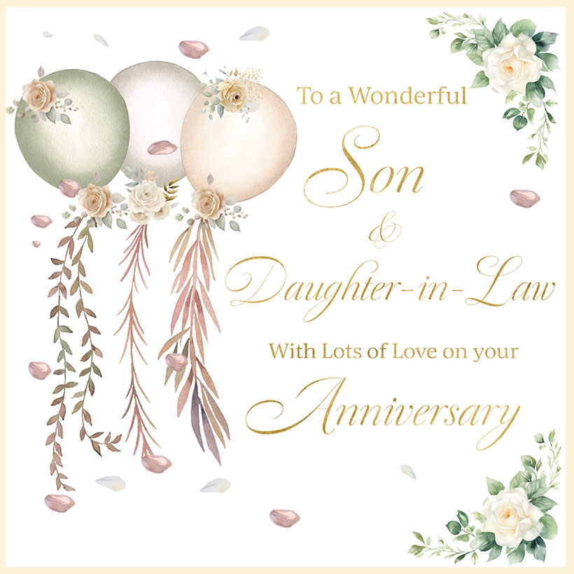 Rush Design Son & Daughter In Law Anniversary Card – R48 – HUGS & KISSES