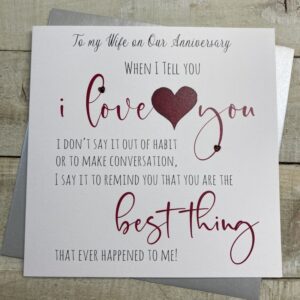 White Cotton Wife Anniversary Card - XSV12-W