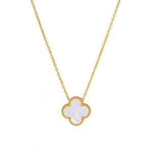 Rosie & Daisy Alhambra Gold Plated Clover Pendant - White