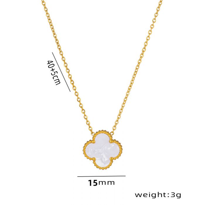 Rosie & Daisy Alhambra Gold Plated Clover Pendant - White - Image 3