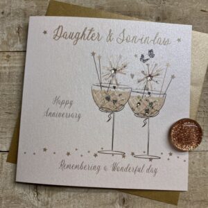 White Cotton Daughter & Son In Law Anniversary Card - XD330