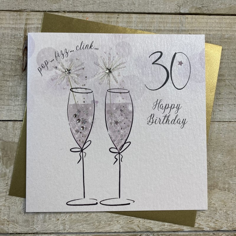 White Cotton 30th Birthday Card - XDN30