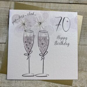 White Cotton 70th Birthday Card - XDN70