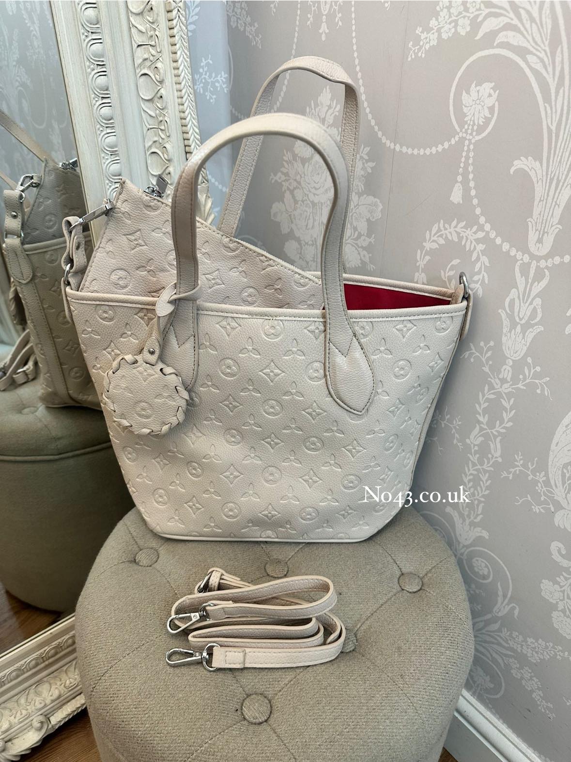 Neverfull (Designer Inspired) Small Tote Bag 2330 - Nude - Image 2
