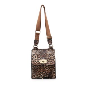 Antony (Designer Inspired) Classic Messenger Bag 1202 - Brown Leopard Print