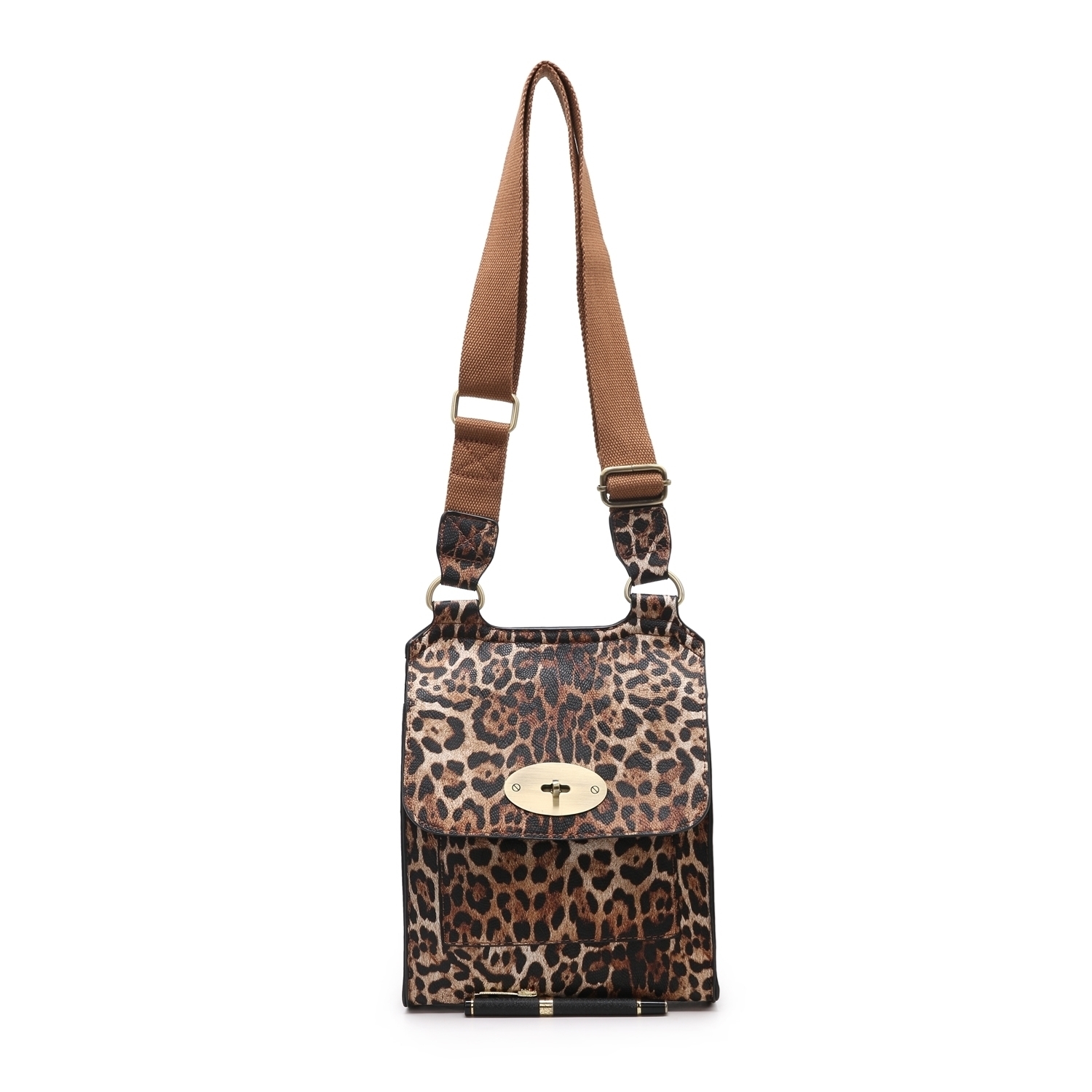 Antony (Designer Inspired) Classic Messenger Bag 1202 - Brown Leopard Print