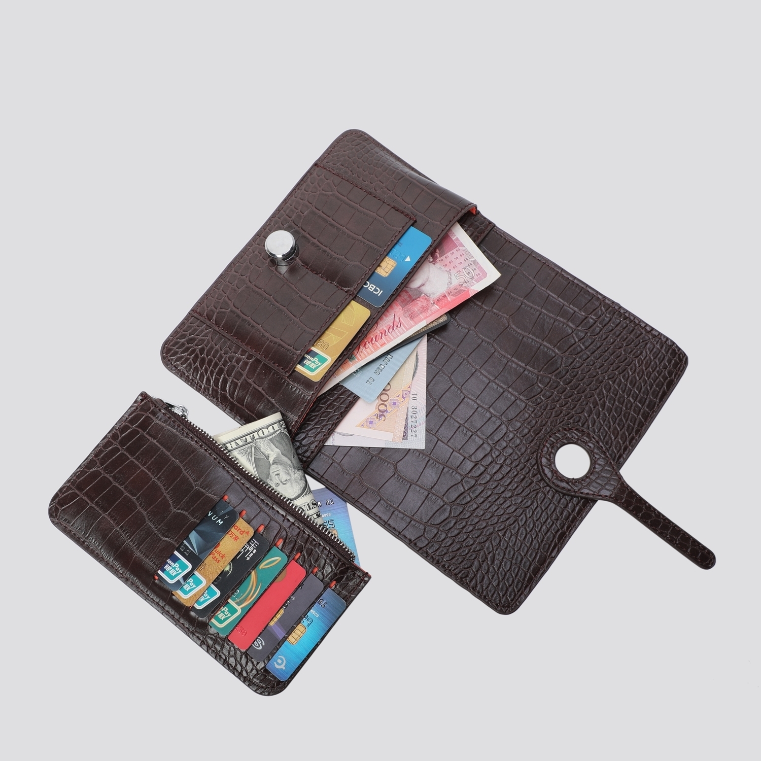 Dogon (Designer Inspired) Crocodile Print Wallet 7147 - Red - Image 5