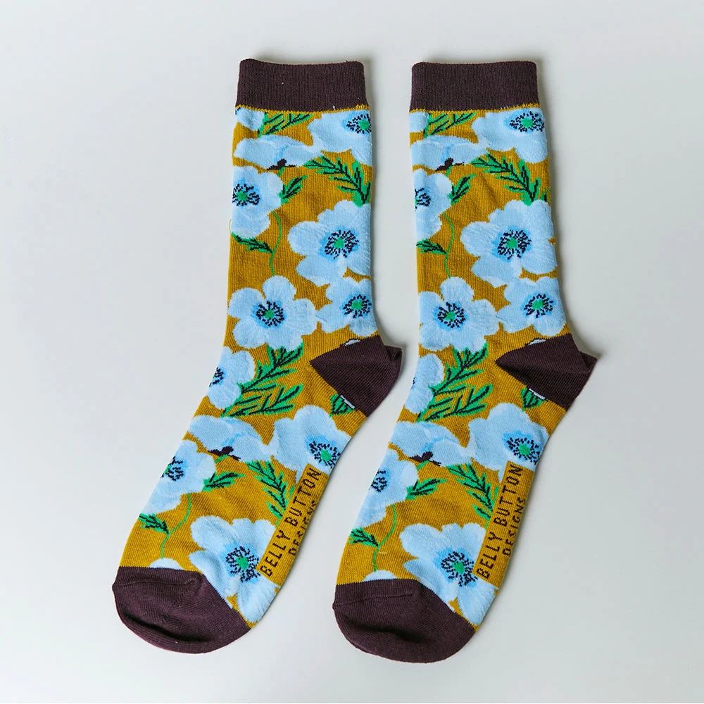 Belly Button Designs Blue Poppy Socks - SOCK02