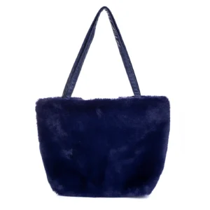 Ellie Faux Fur Tote Bag  - Navy