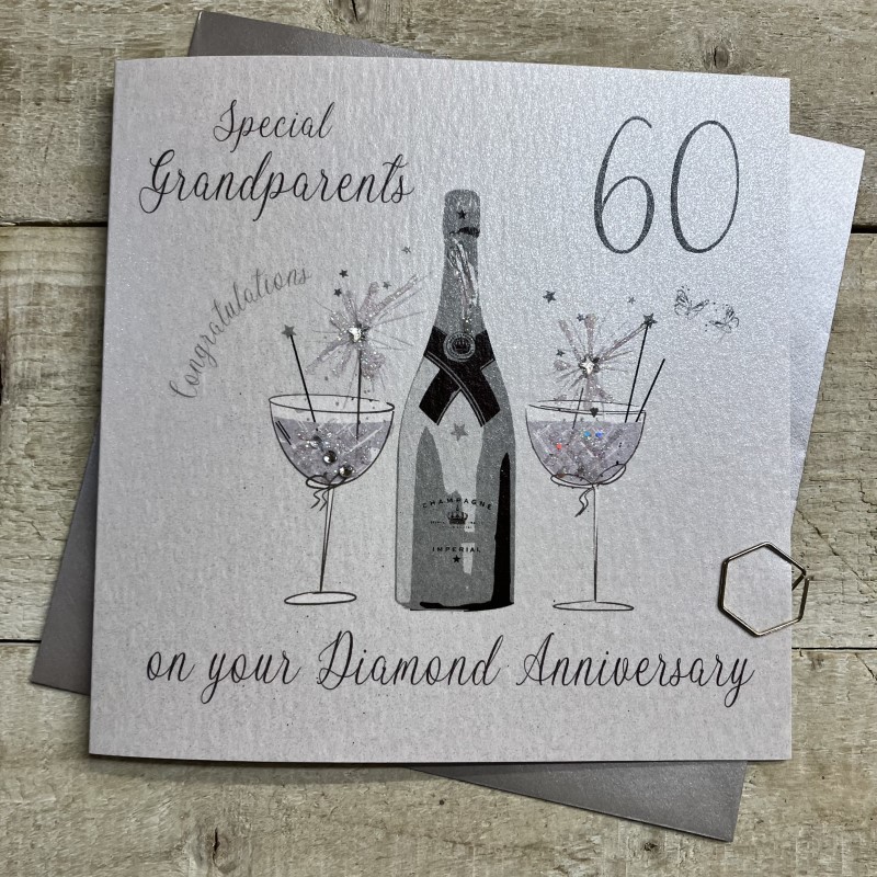 White Cotton Grandparents Diamond Anniversary Card DAA60-GP